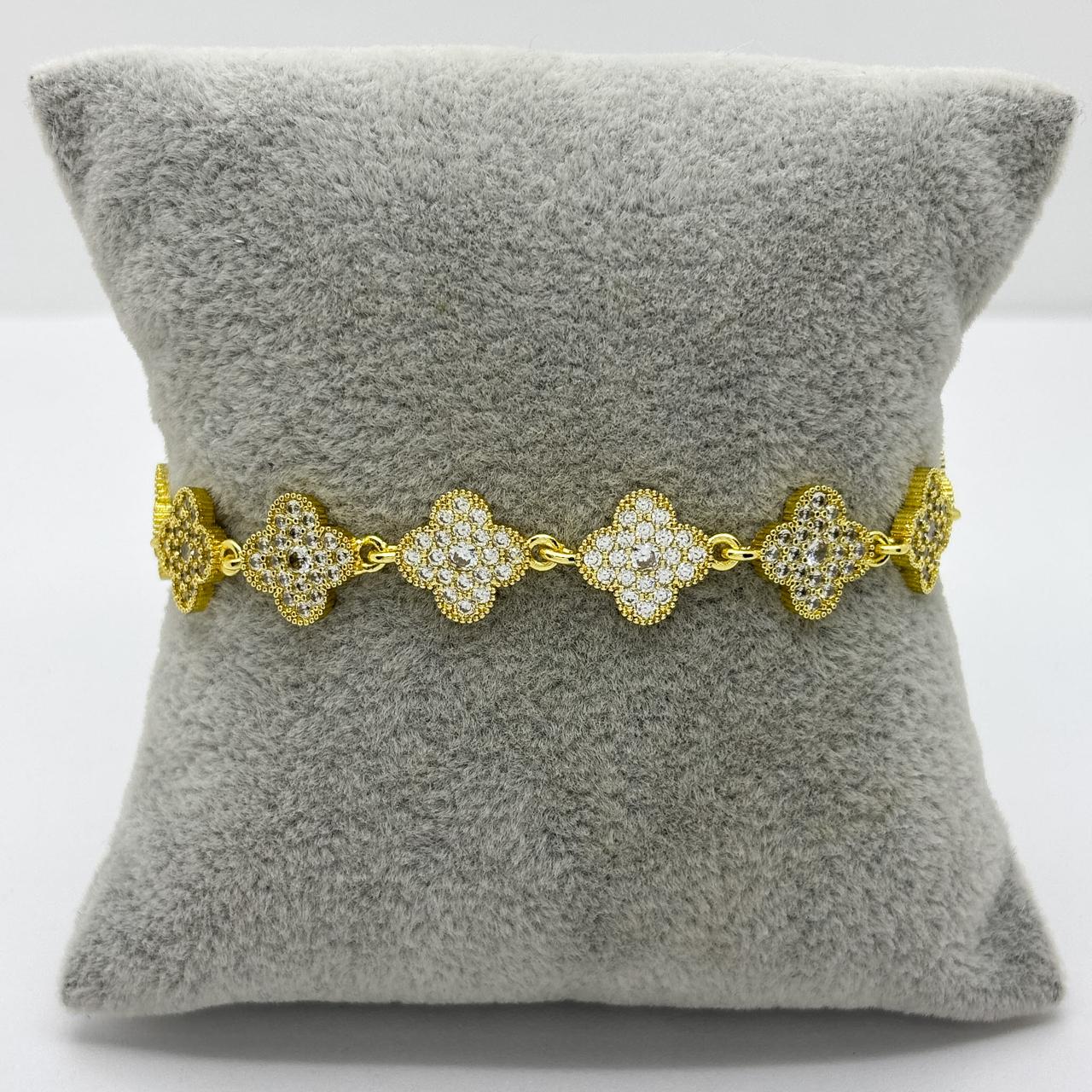 #PAL220 - Pulsera De Trébol Oro Laminado 18k - LB065/