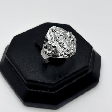 #AD491 - Anillo Virgen De Guadalupe Con Flores De Plata .925 - A08/3.7