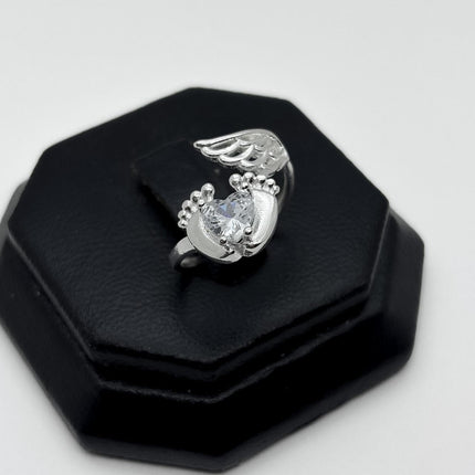 #AD488 - Anillo De Piecitos y Alas De Plata .925 - A11/2.3