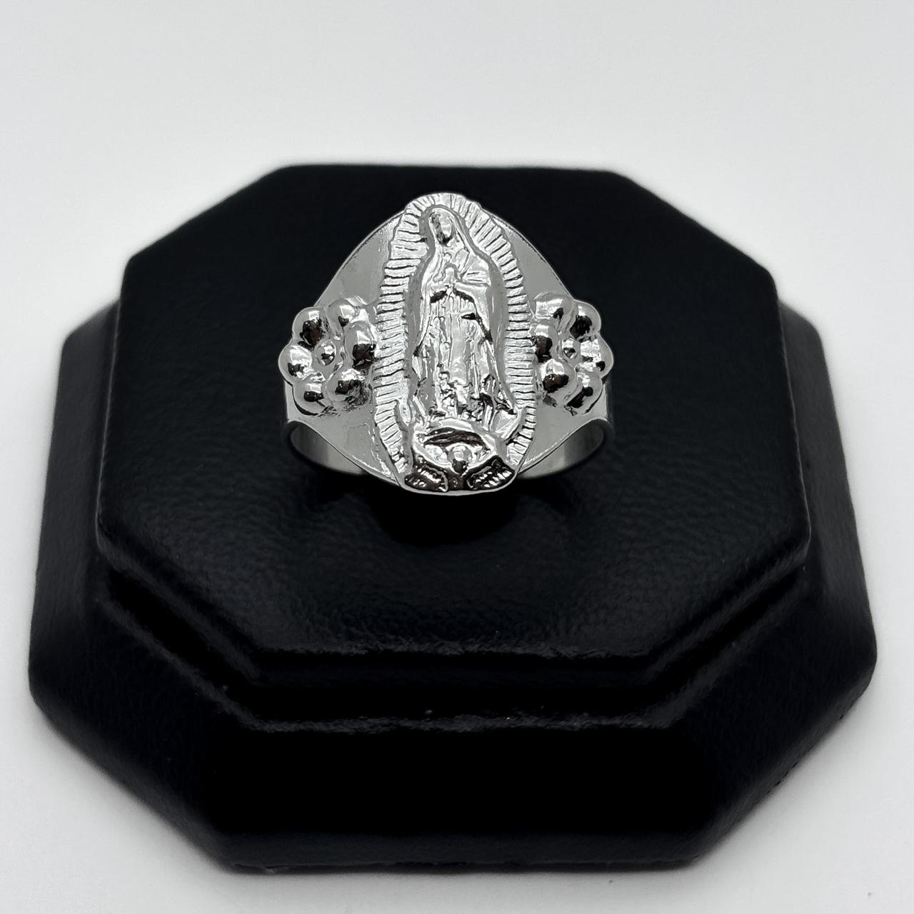 #AD491 - Anillo Virgen De Guadalupe Con Flores De Plata .925 - A08/3.7