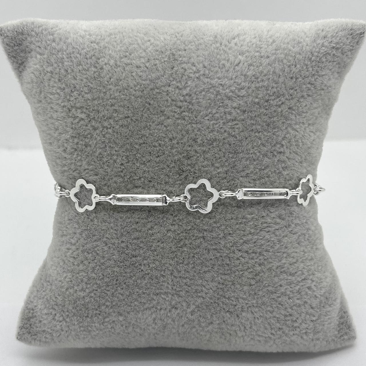 #PA347 - Pulsera De Flor y Zirconias Plata .925 - A09/4.1