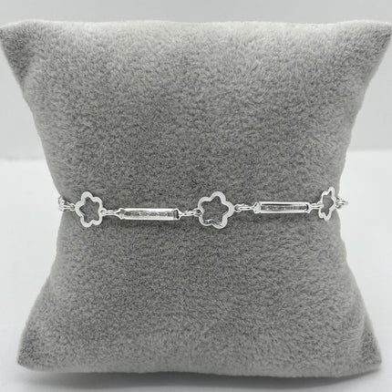 #PA347 - Pulsera De Flor y Zirconias Plata .925 - A09/4.1