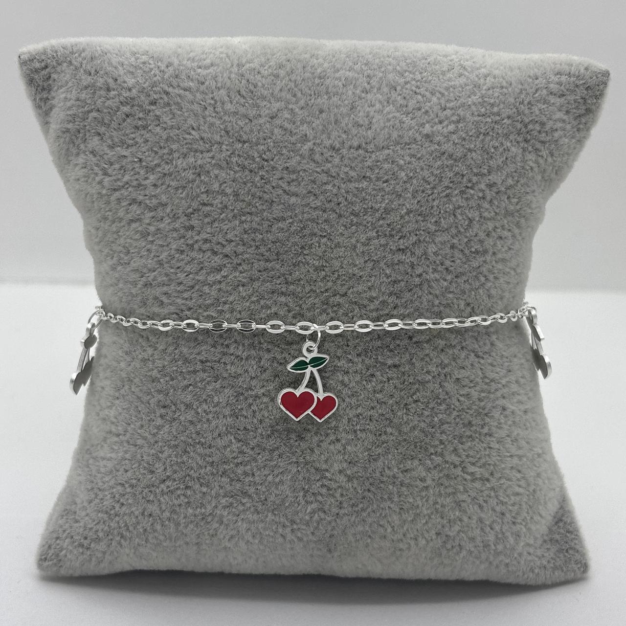 #PA345 - Pulsera De Cerezas/Corazón De Plata .925 - A18/1.9