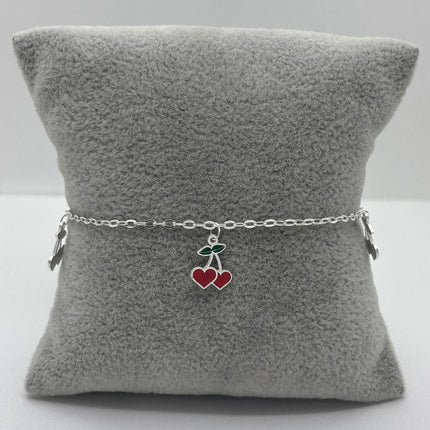 #PA345 - Pulsera De Cerezas/Corazón De Plata .925 - A18/1.9