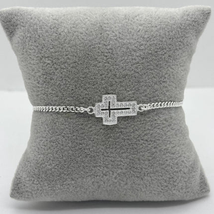 #PA340 - Pulsera De Cruz De Plata .925 - A11/3.2