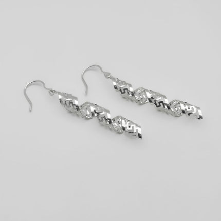 #AR239 - Aretes Espiral Largos De Plata .925 - A08/3.6