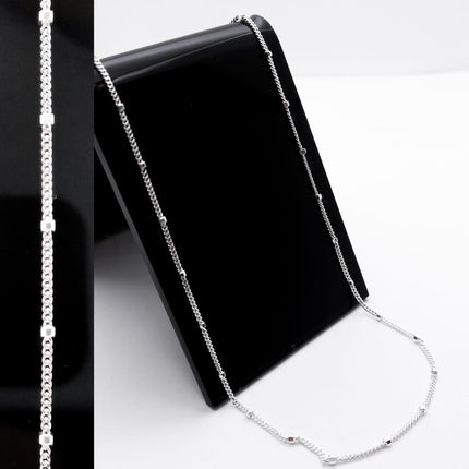 #CAD299 - Cadena Italiana Con Bolitas 1 mm De Plata .925 - C22/2.3