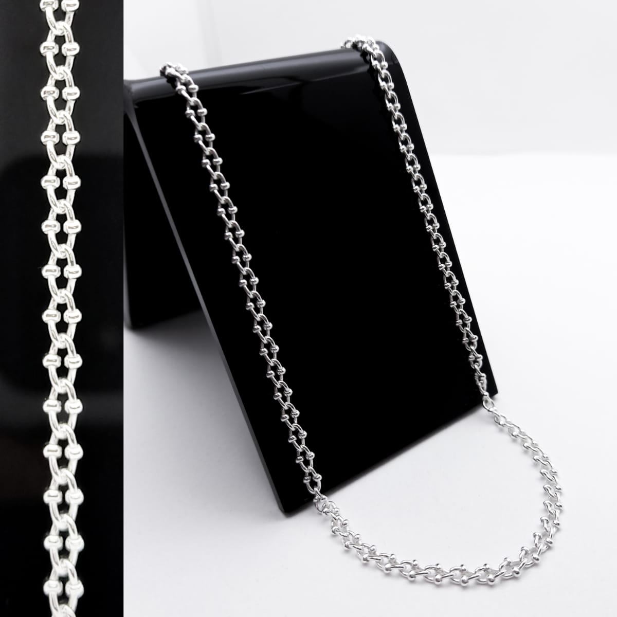 #CAD302 - Cadena Brill Con Bolitas De 2 mm Plata .925 - C22/7