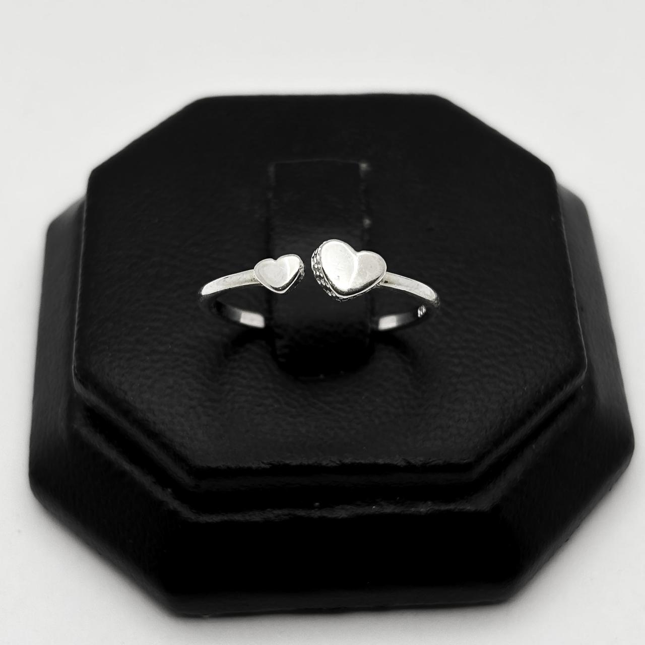 #AD495 - Anillo Ajustable Corazones De Plata .925 - C10/1.2