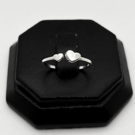 #AD495 - Anillo Ajustable Corazones De Plata .925 - C10/1.2