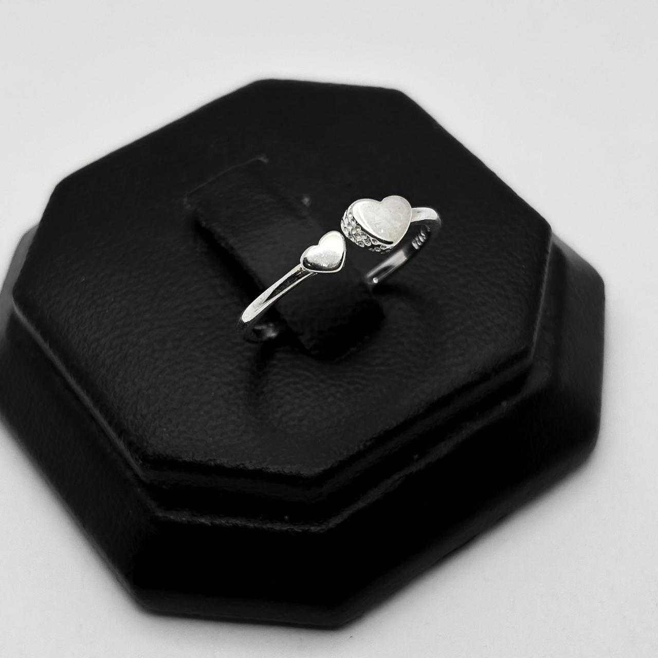 #AD495 - Anillo Ajustable Corazones De Plata .925 - C10/1.2