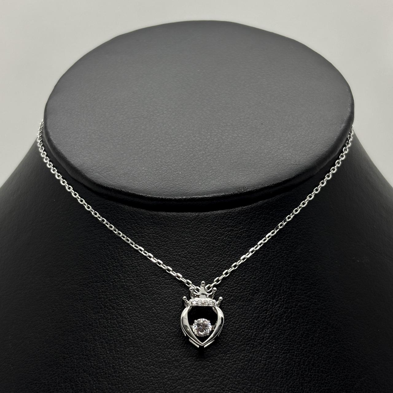 #G283 - Gargantilla De Corazón Con Corona Plata .925 - C46/2.9