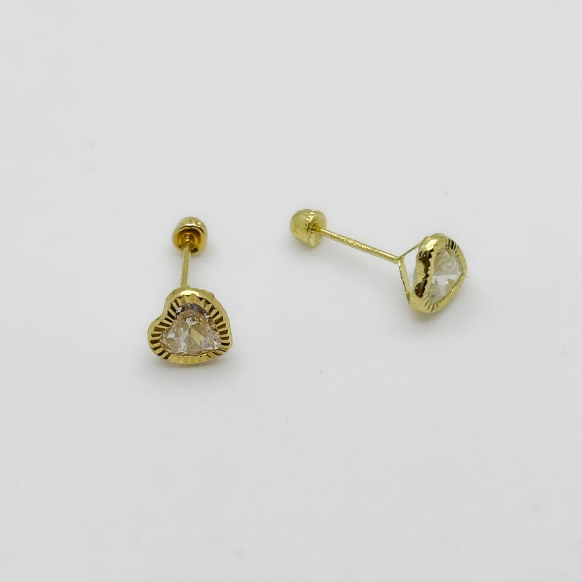 #B10257 - Broque Corazón Con Bisel Diamantado De Oro 10k - L240/ - L305/