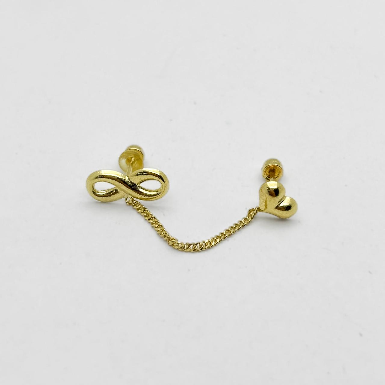 #B10256 - Broquel De Infinito Y Corazón Con Cadena De Oro - M320/