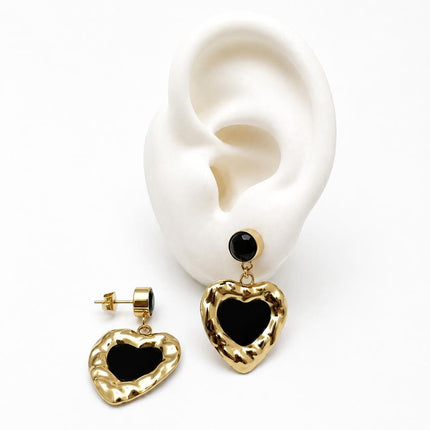 ARL182 - Aretes De Corazón De Acero Laminado 18k - LB030/