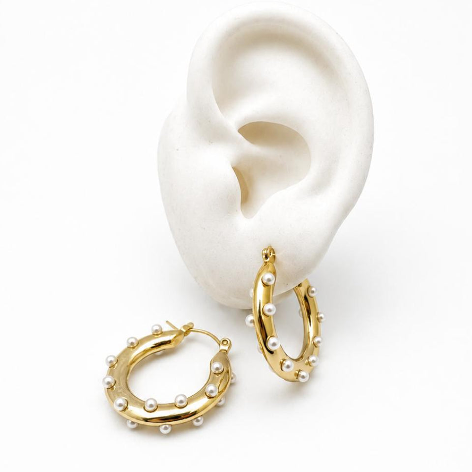 ARRL152 - Arracada Con Perlas De Oro Laminado 18k - LB045/