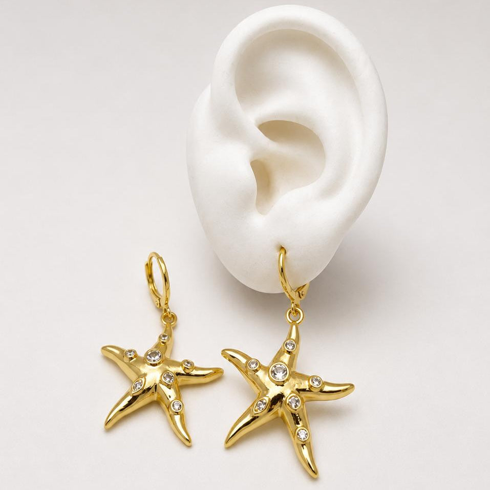 ARL185 - Arete De Estrella De Mar De Oro Laminado 18k - LA045/