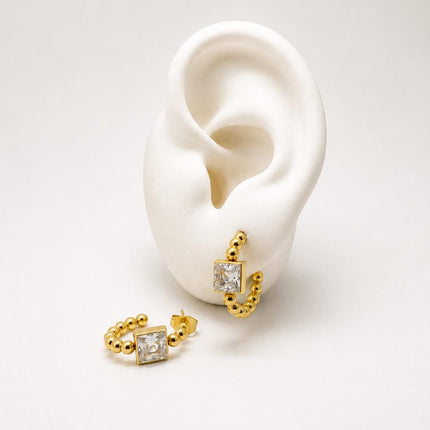 ARRL156 - Arracada Con Piedra Zirconia De Oro Laminado 18k - LA025/
