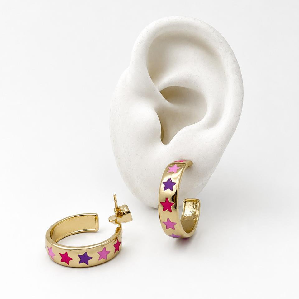 ARRL158 - Arracada Carita Feliz/Flores/Corzones/Estrella De Oro Laminado 18k - LA035/