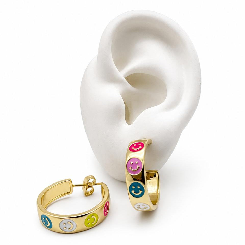 ARRL158 - Arracada Carita Feliz/Flores/Corzones/Estrella De Oro Laminado 18k - LA035/