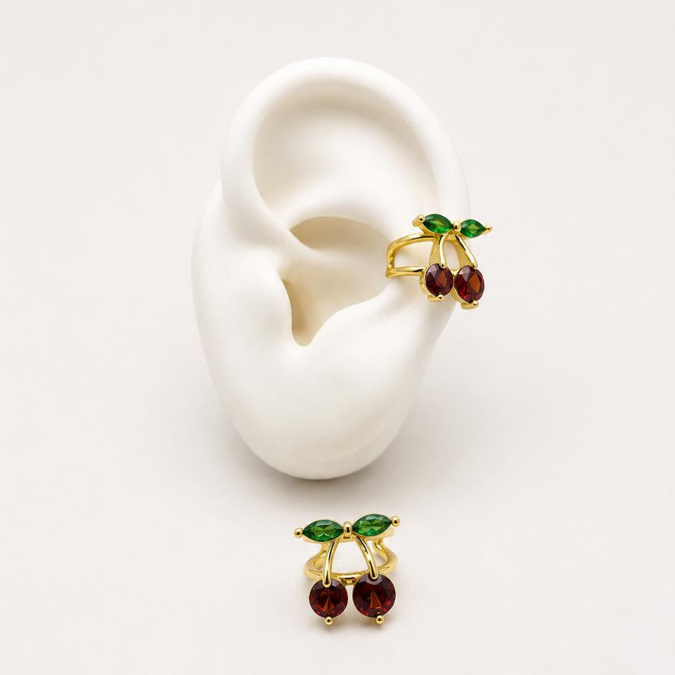 HOL182 - Cuff De Cerezas De Acero Laminado 18k - LB030/
