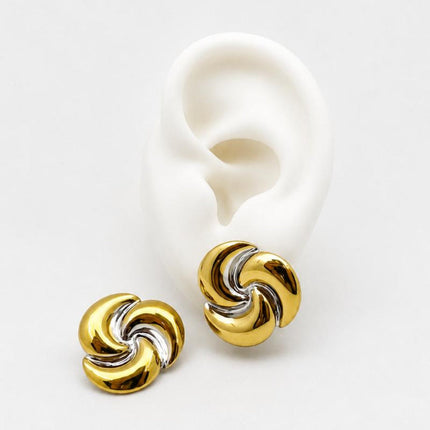 ARL194 - Aretes Elegantes Bicolor De Acero Laminado 18k - LB030/