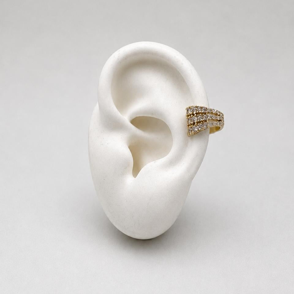 HOL184 - Cuff Con Piedra Zirconia De Oro Laminado 18k - LB020/