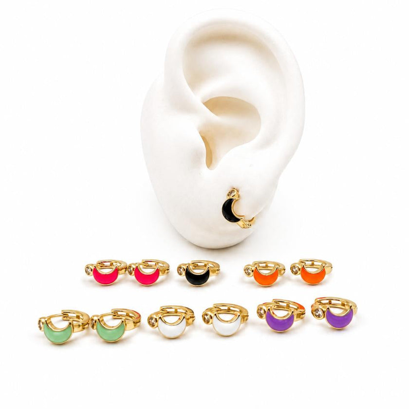 HOL189 - Huggie De Luna Y Estrella De Oro Laminado 18k - LB020/