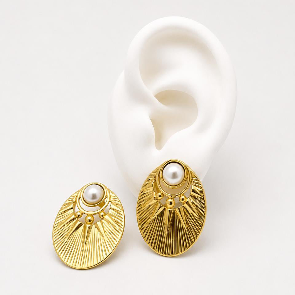ARL190 - Arete Con Perla De Oro Laminado 18k - LB025/