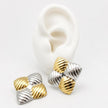 ARL184 - Arete Cuadrado Bicolor De Acero Laminado 18k - LB030/