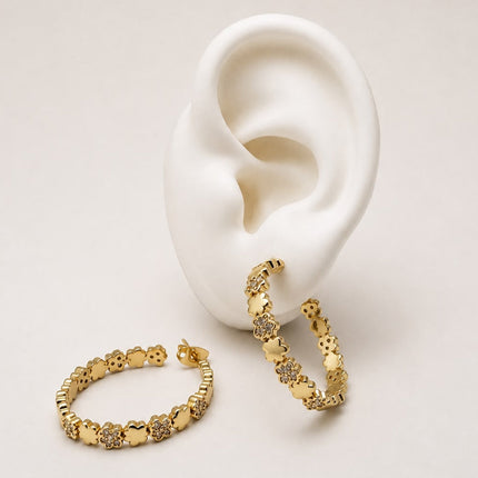 ARRL159 - Arracada De Flores De Oro Laminado 18k - LA040/