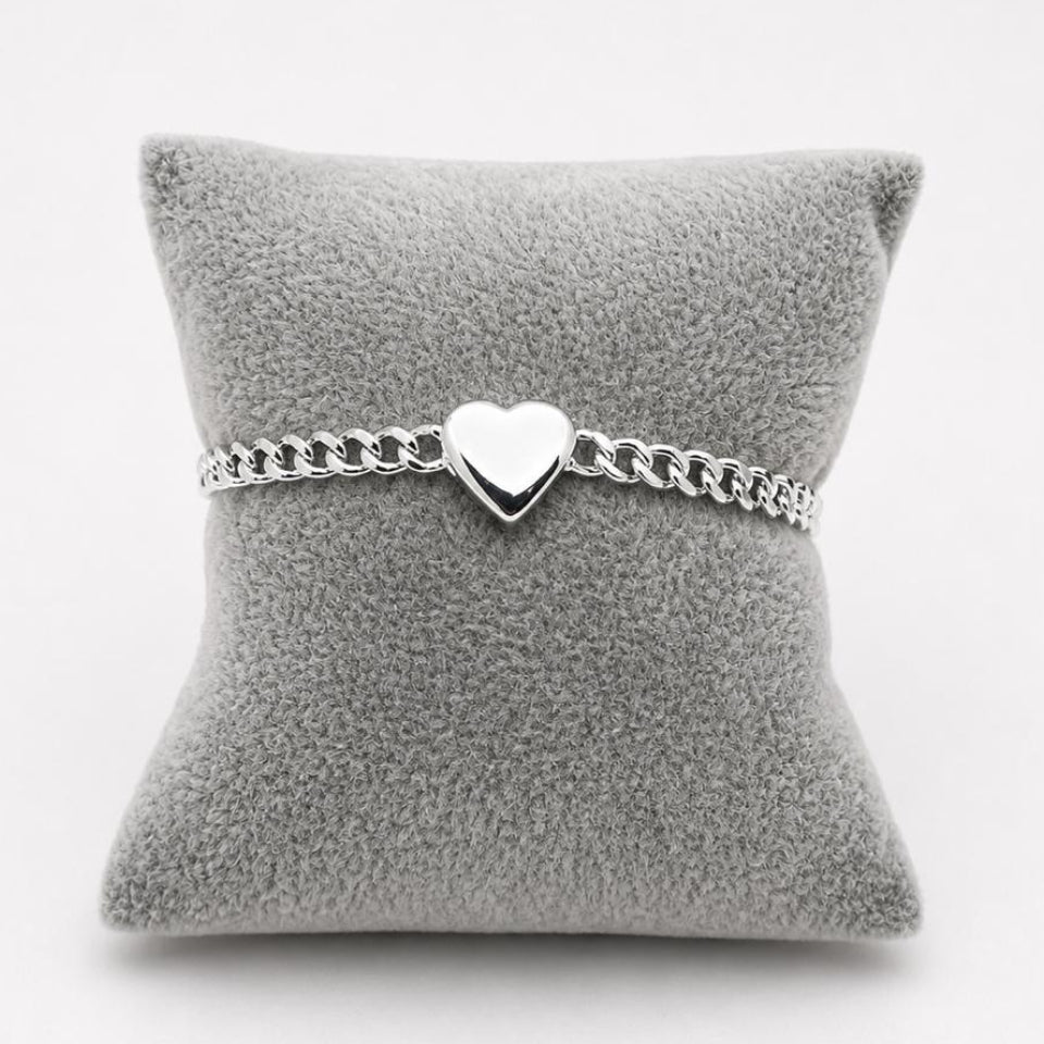 PO247 - Pulso Barbado 5 mm Con Corazón De Plata .925 - A08/12.5