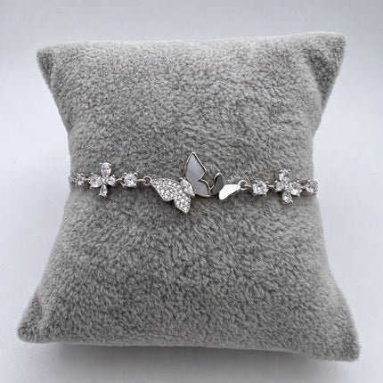 #PA358 - Pulsera De Mariposas Con Baño de Rodio De Plata .925 - C36/4.3