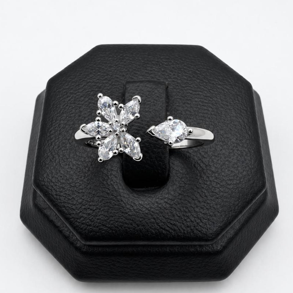 #AD515 - Anillo Flor Tipo Pandora De Plata .925 Con Baño De Rodio - C30/2.3