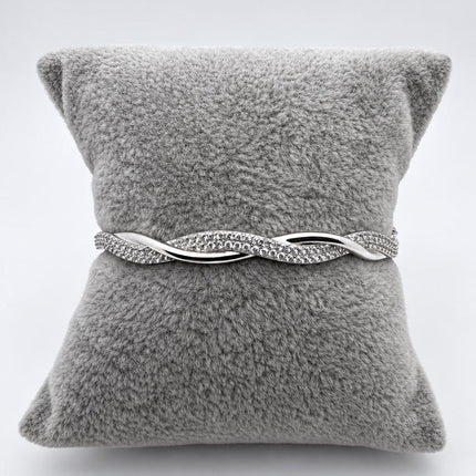 #AO125 - Pulsera Rígida Trenzada Con Piedra Zirconia De Plata .925 - C30/11.8