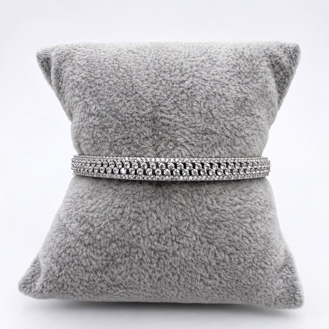 #AO126 - Pulsera Rígida Con Piedra Zirconia De Plata .925 - C30/13.5