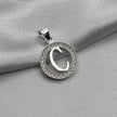 #D495 - Dije Circular De Letra Con Zirconia Plata - A09/2.2