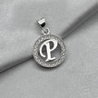 #D495 - Dije Circular De Letra Con Zirconia Plata - A09/2.2