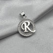 #D495 - Dije Circular De Letra Con Zirconia Plata - A09/2.2