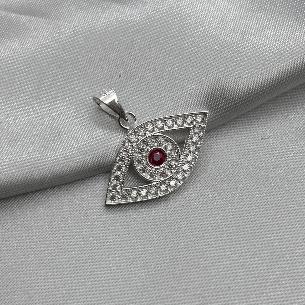 #D469 - Dije Ojo Turco Con Zirconia Plata - A09/2.1