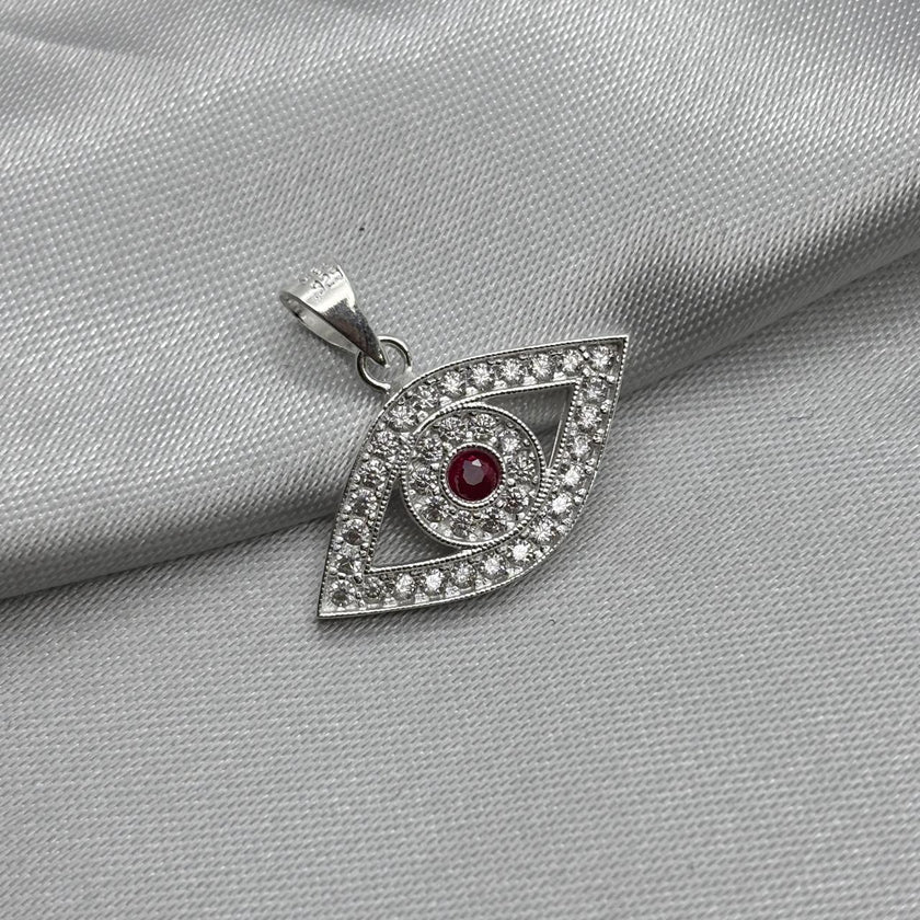 #D469 - Dije Ojo Turco Con Zirconia Plata - A09/2.1