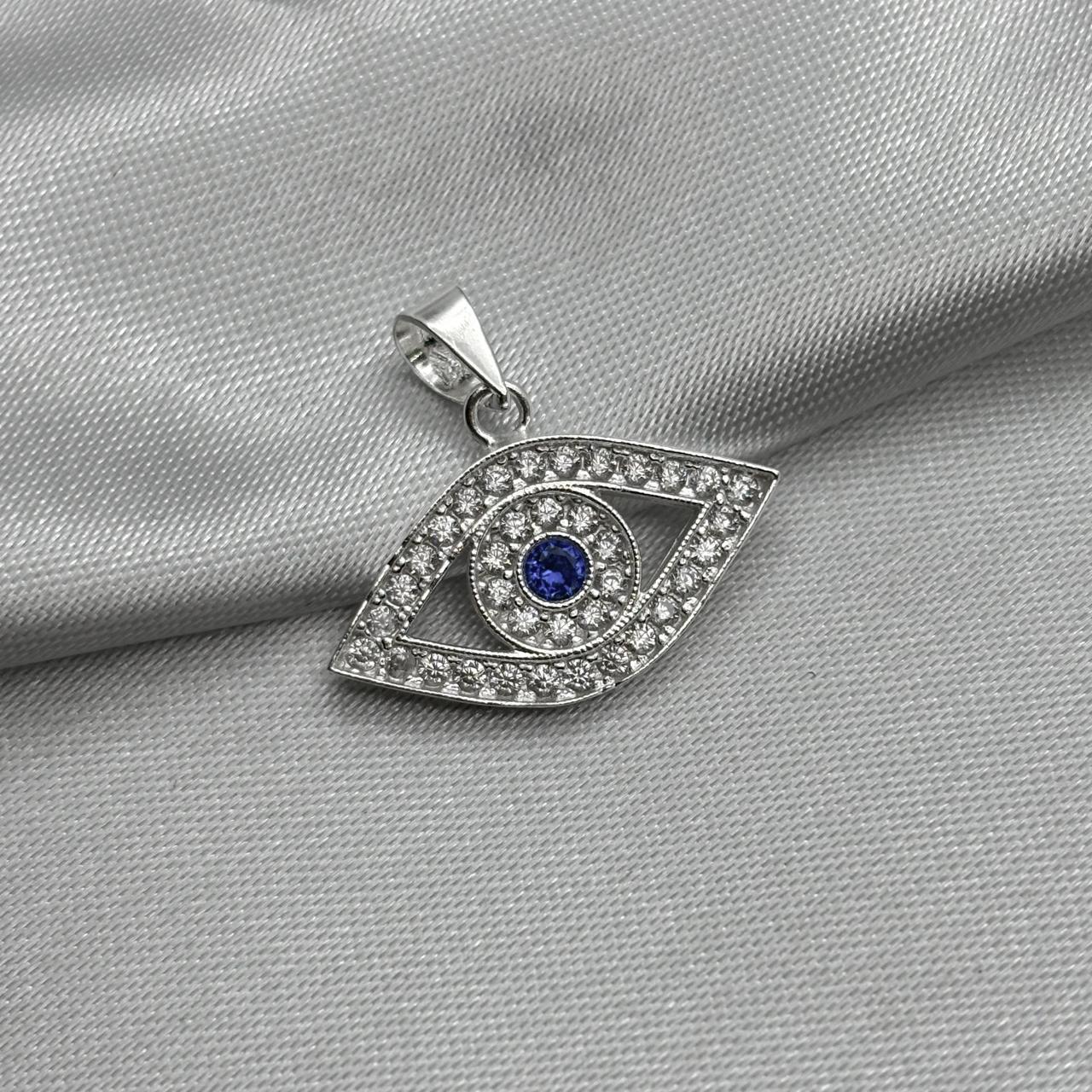 #D469 - Dije Ojo Turco Con Zirconia Plata - A09/2.1