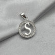 #D495 - Dije Circular De Letra Con Zirconia Plata - A09/2.2