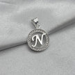 #D495 - Dije Circular De Letra Con Zirconia Plata - A09/2.2