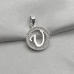#D495 - Dije Circular De Letra Con Zirconia Plata - A09/2.2