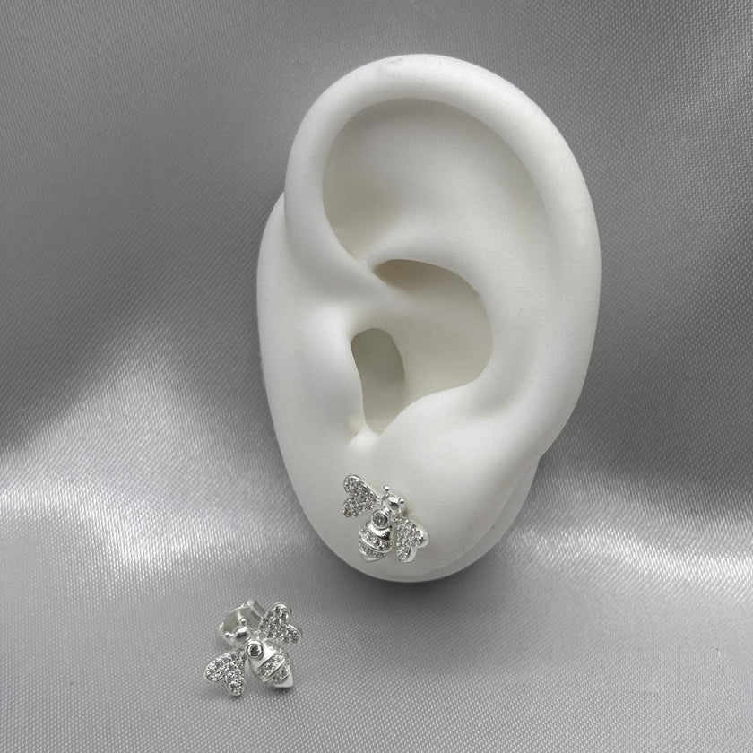 #BR165 - Broquel Abeja Con Zirconias Plata - A18/2.2