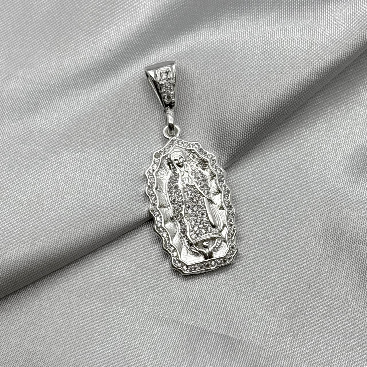 #D309 - Dije Virgen De Guadalupe Con Piedra Zirconia Plata - A13/5.5