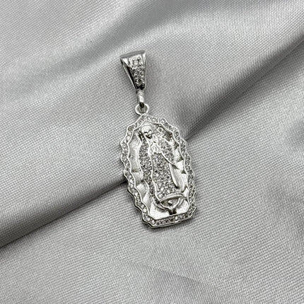#D309 - Dije Virgen De Guadalupe Con Piedra Zirconia Plata - A13/5.5