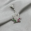 #D360 - Dije Cannabis Con Piedra Zirconia De Plata - A13/3.5