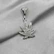 #D360 - Dije Cannabis Con Piedra Zirconia De Plata - A13/3.5